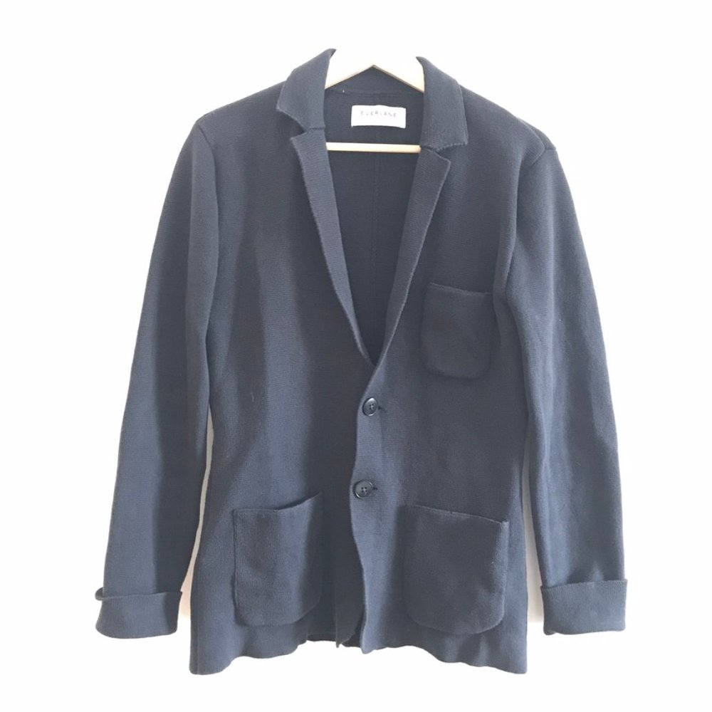 EVERLANE Chunky Knit Cardigan Blazer Navy S